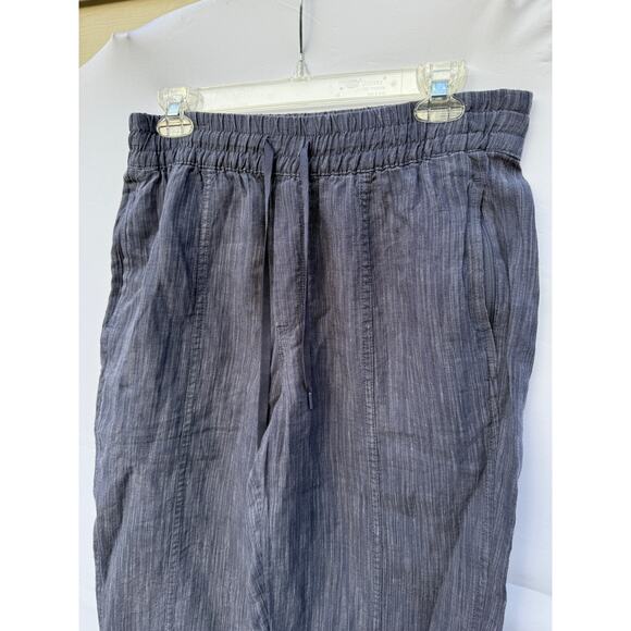 Athleta Retreat Blue Wide Leg 100% Linen Active Ankle Pant Sz Small - Picture 4 of 9
